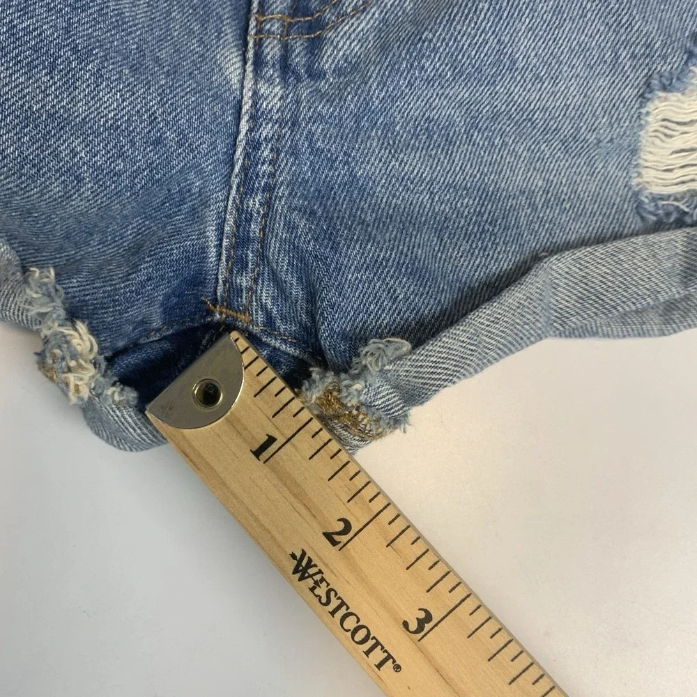 Madewell‎ Short Womens 25 Relaxed Denim Distressed Blue Raw Hem Boho Cowgirl